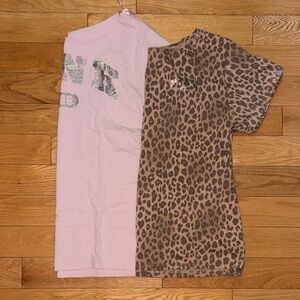 PINK Victoria's Secret Bundle Light Pink Leopard Tee Off the shoulder L
